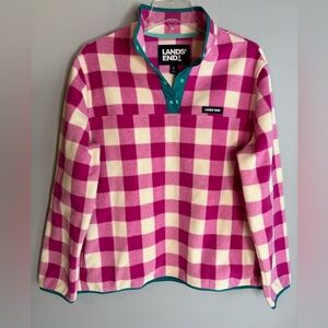 LAND’S END PINK & WHITE
CHECKERED 1/4 ZIP PULLOVER
